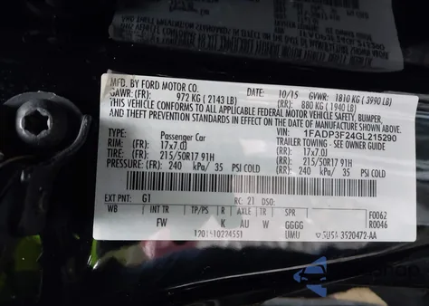 2016 Ford Focus Se из США, поврежденный, VIN 1FADP3F24GL215290